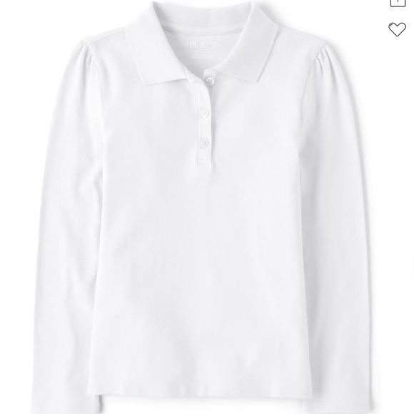 The Children's Place Girls Uniform Pique White Long Sleeve Polo Size Large 10/12 - Picture 1 of 8